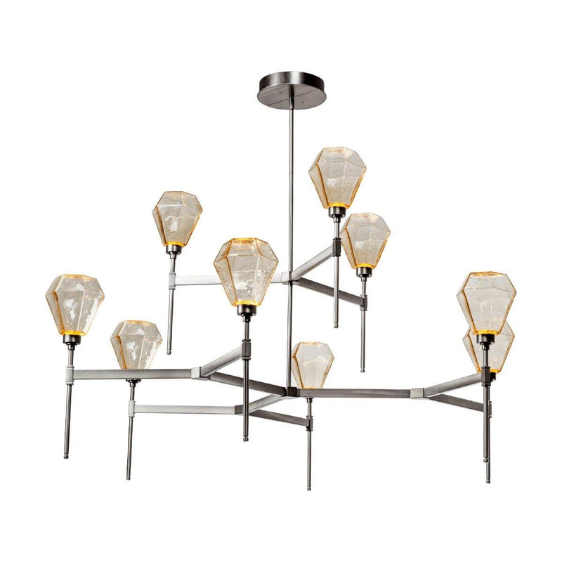 Hedra Belvedere Chandelier by Hammerton, Color: Chilled Smoke-Hammerton Studio, Chilled Clear-Hammerton Studio, Chilled Bronze-Hammerton Studio, Chilled Amber-Hammerton Studio, Finish: Metallic Beige Silver, Nickel Satin, Gunmetal, Black Matte, Heritage Brass, Gilded Brass, Bronze Oil Rubbed, Flat Bronze, Size: Small, Large | Casa Di Luce Lighting