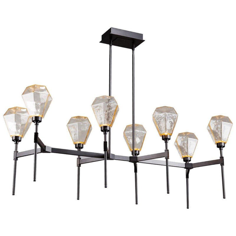 Hedra Belvedere Linear Chandelier by Hammerton, Color: Chilled Amber-Hammerton Studio, Finish: Black Matte, Size: Small | Casa Di Luce Lighting