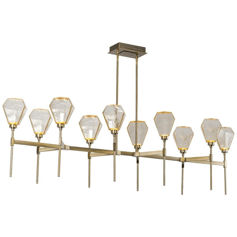 Hedra Belvedere Linear Chandelier by Hammerton, Color: Chilled Amber-Hammerton Studio, Finish: Nickel Satin, Size: Large | Casa Di Luce Lighting