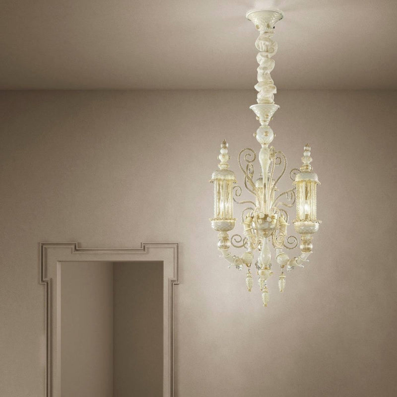 Bucintoro Chandelier by Sylcom, Color: Ivory and Gold - Sylcom, Finish: Gold, Size: Medium | Casa Di Luce Lighting