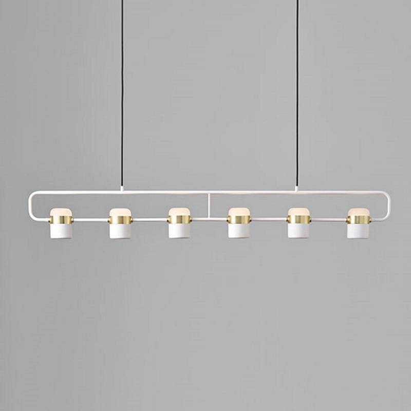 Ling 6 Linear Suspension by Seed Design, Finish: White/Brass, ,  | Casa Di Luce Lighting