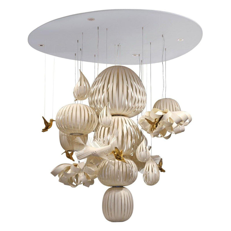 Candelabro Small Chandelier by LZF Lamps, Wood Color: White Ivory-LZF, ,  | Casa Di Luce Lighting