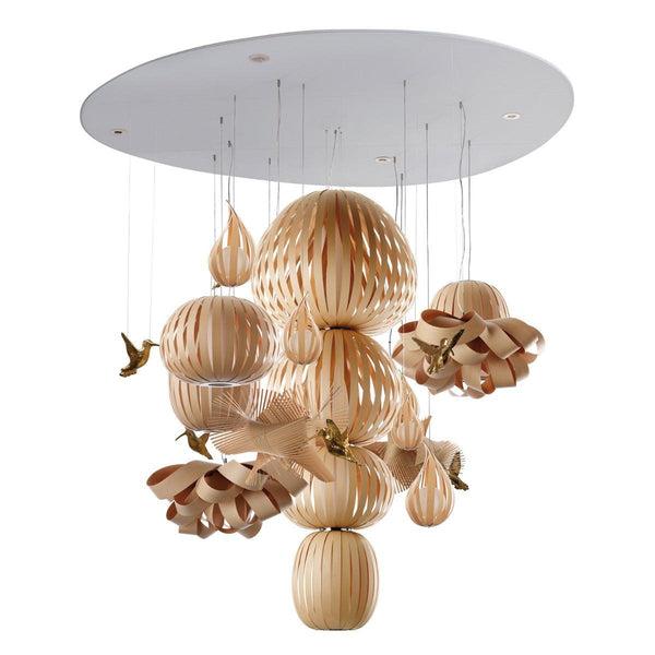 Candelabro Large Chandelier by LZF Lamps, Wood Color: White Ivory-LZF, Beech-LZF, ,  | Casa Di Luce Lighting