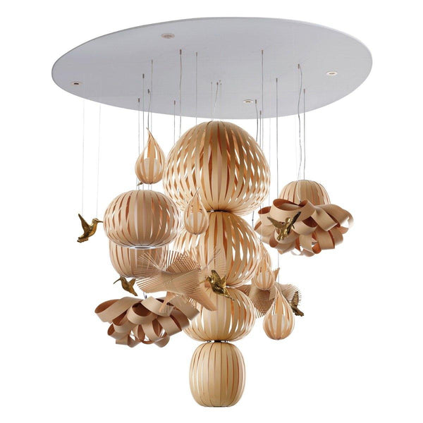 Candelabro Small Chandelier by LZF Lamps, Wood Color: White Ivory-LZF, Beech-LZF, ,  | Casa Di Luce Lighting