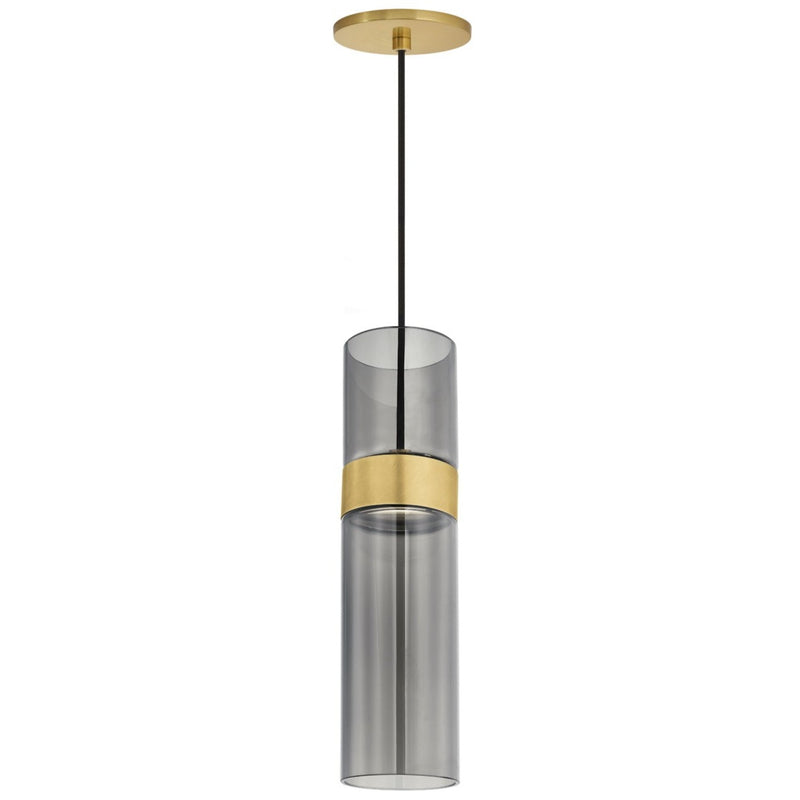 Manette Pendant By Tech Lighting, Finish: Natural Brass, Glass Color: Transparent Smoke
