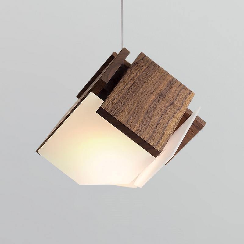 Mica LED Pendant by Cerno, Color Temperature: 2700K, Size: Small, Wood Color: Walnut-LZF | Casa Di Luce Lighting
