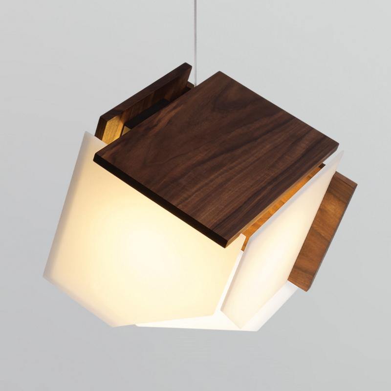 Mica LED Pendant by Cerno, Color Temperature: 3500K, Size: Large, Wood Color: Walnut-LZF | Casa Di Luce Lighting