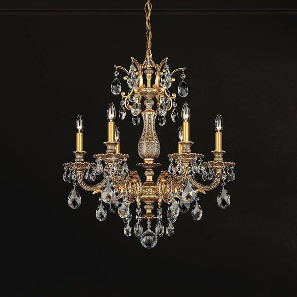 Milano 5676 Chandelier By Schonbek, Finish: Gold Heirloom-Schonbek, Gold Etruscan-Schonbek, Gold French -Schonbek, Gold Parchment-Schonbek, Silver Antique-Schonbek,  Bronze Heirloom-Schonbek, Bronze Florentine-Schonbek, Size: Small, Medium, Large, Crystal Color: Heritage-Schonbek, Radiance Crystal-Schonbek | Casa Di Luce Lighting