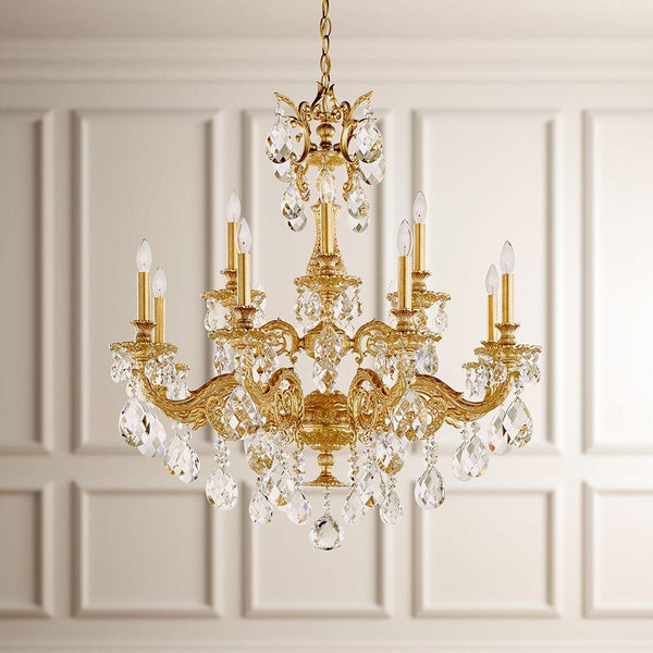 Milano 5682 Chandelier by Schonbek, Finish: Gold Heirloom-Schonbek, Gold Etruscan-Schonbek, Gold French -Schonbek, Gold Parchment-Schonbek, Silver Antique-Schonbek, Parchment Bronze-Schonbek, Bronze Heirloom-Schonbek, Silver Roman-Schonbek, Bronze Florentine-Schonbek, Gild Midnight-Schonbek, Crystal Color: Optic Crystal-Schonbek, Crystal-Schonbek, Golden Shadow-Schonbek, Silver Shadow-Schonbek, Golden Teak-Schonbek,  | Casa Di Luce Lighting