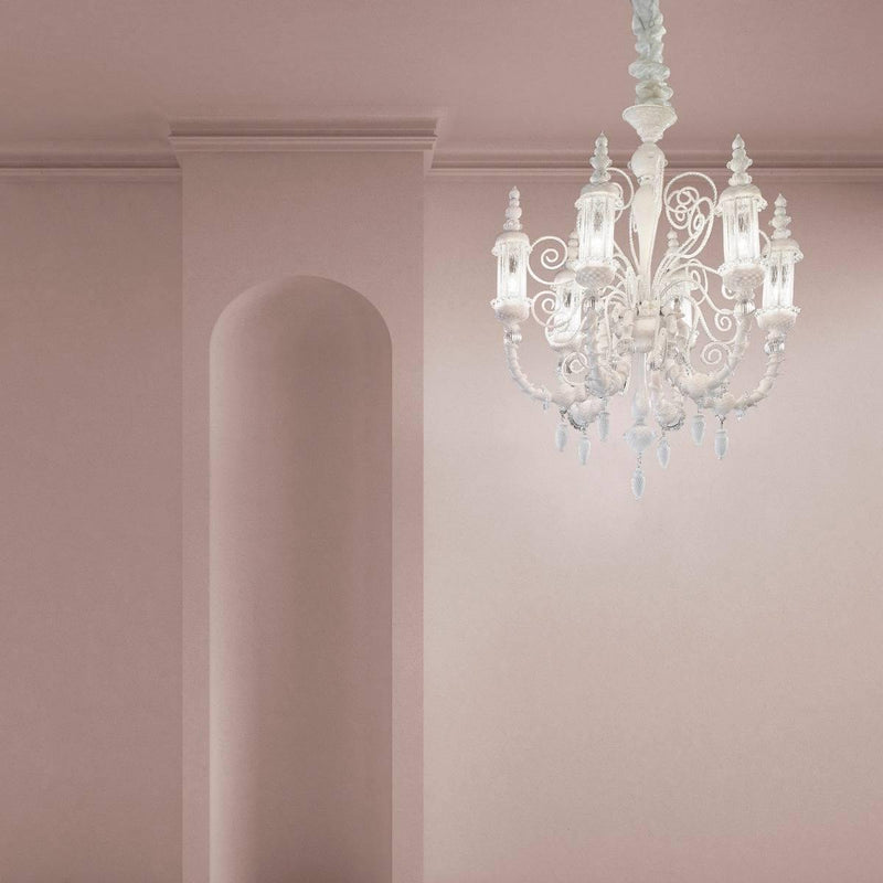 Bucintoro Chandelier by Sylcom, Color: Milk White Clear - Sylcom, Finish: Silver, Size: Small | Casa Di Luce Lighting