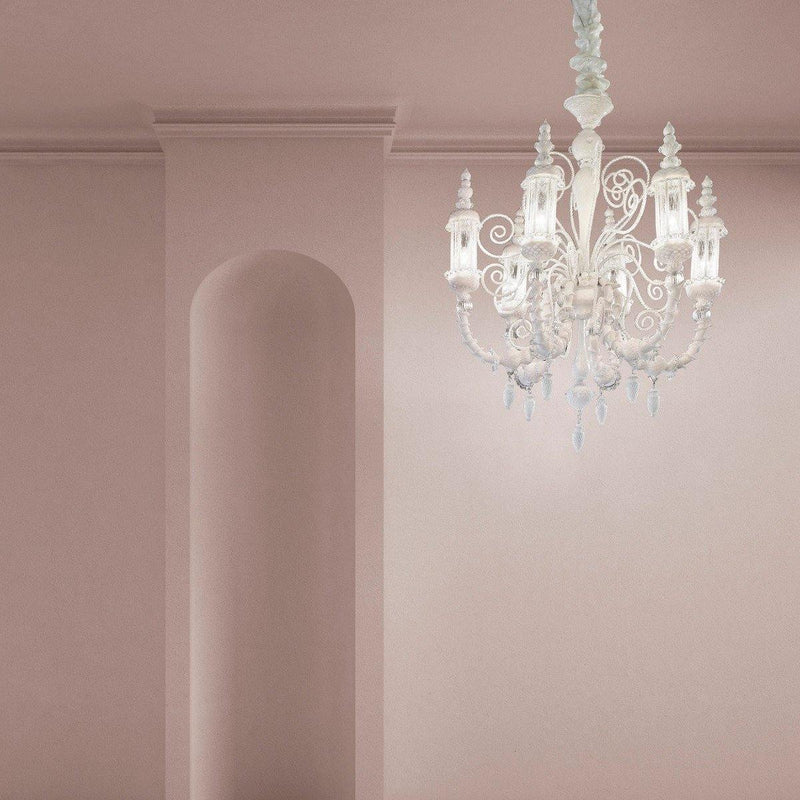 Bucintoro Chandelier by Sylcom, Color: Milk White Clear - Sylcom, Finish: Silver, Size: Medium | Casa Di Luce Lighting