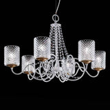 Class 3018-L6L Chandelier by Bellart by Bellart, Finishing: Gold Lacquered, Gold Leaf, White Lacquered, Glass: Crystal, Violet, lampshades: Amber, White, Violet | Casa Di Luce Lighting