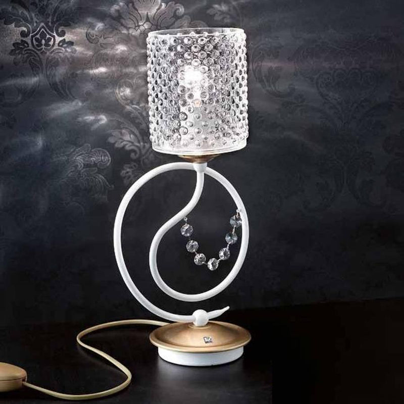 Class 3018-LU Table Lamp by Bellart by Bellart, Finishing: Gold Lacquered, Gold Leaf, White Lacquered, Glass: Crystal, Violet, lampshades: Amber, White, Violet | Casa Di Luce Lighting