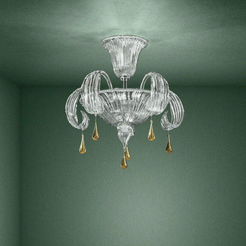 Molin 1386 Chandelier by Sylcom, Color: Crystal and Amber - Sylcom, Finish: Polish Chrome, Size: Small | Casa Di Luce Lighting