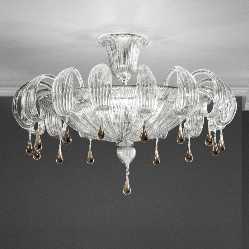Molin 1386 Chandelier by Sylcom, Color: Smoked and Amber - Sylcom, Finish: Polish Chrome, Size: Medium | Casa Di Luce Lighting