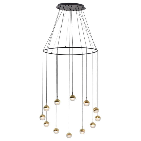 Dora 12 LED Multipoint Pendant Light by Seed Design, Finish: Chrome, Copper, Matt Black, Brass, Ring  Option: Without Ring, With Ring,  | Casa Di Luce Lighting