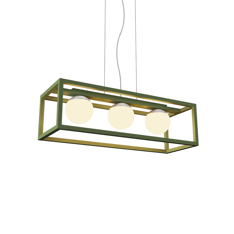 Cubic Linear Pendant Light - Olive Green