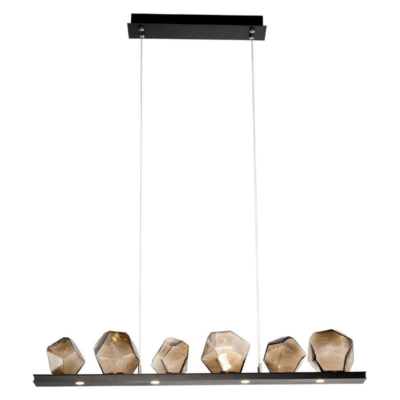 Gem Linear Chandelier by Hammerton, Color: Smoke, Finish: Heritage Brass, Size: Small | Casa Di Luce Lighting