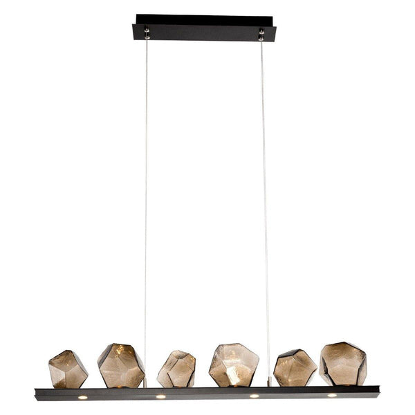 Gem Linear Chandelier by Hammerton, Color: Amber, Finish: Flat Bronze, Size: Small | Casa Di Luce Lighting