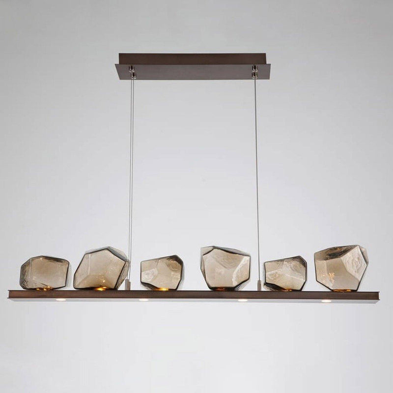 Gem Linear Chandelier by Hammerton, Color: Amber, Finish: Bronze Oil Rubbed, Size: Medium | Casa Di Luce Lighting