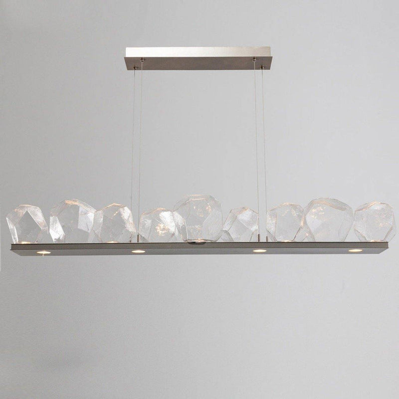 Gem Linear Chandelier by Hammerton, Color: Clear, Finish: Nickel Satin, Size: Medium | Casa Di Luce Lighting
