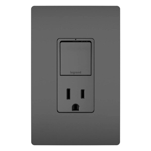 Black Radiant Single-Pole 3-Way Switch with 15A Tamper Resistant Outlet by Legrand Radiant