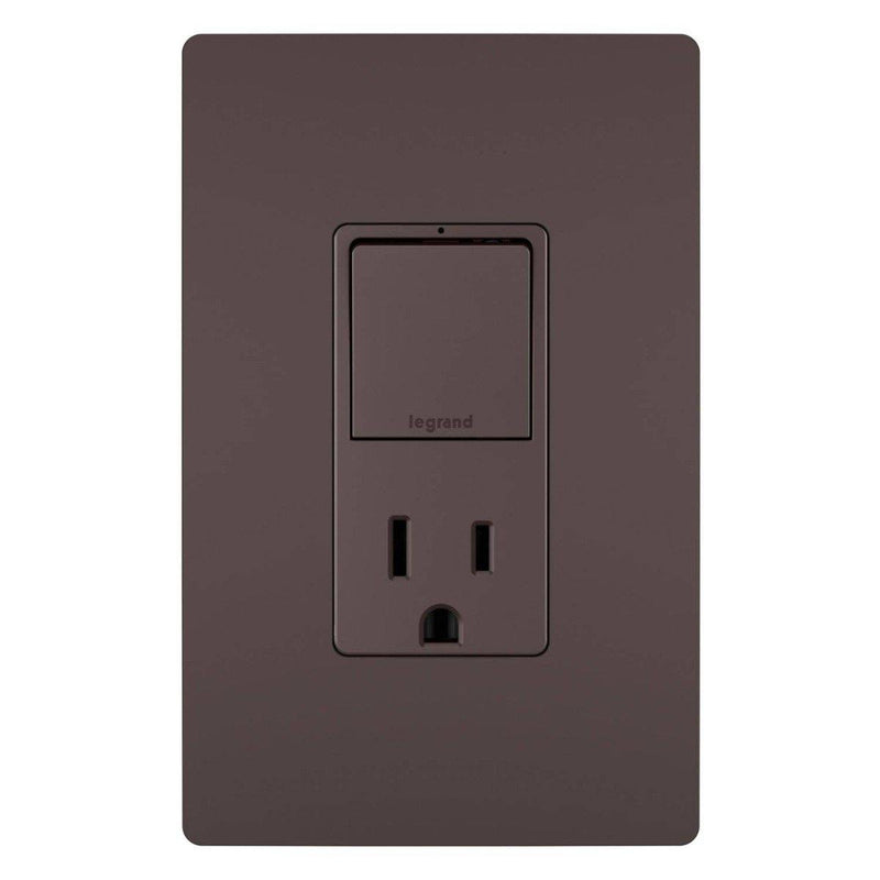 Dark Bronze Radiant Single-Pole 3-Way Switch with 15A Tamper Resistant Outlet by Legrand Radiant
