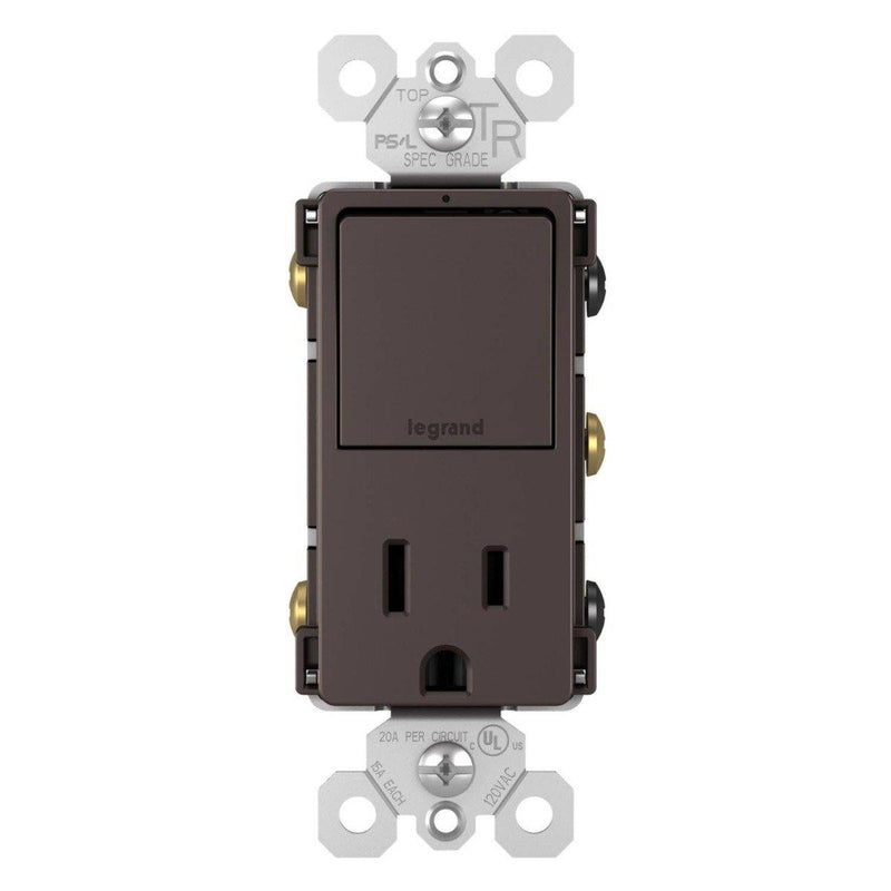 Dark Bronze Radiant Single-Pole 3-Way Switch with 15A Tamper Resistant Outlet by Legrand Radiant

