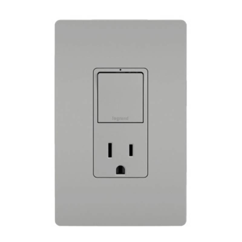 Grey Radiant Single-Pole 3-Way Switch with 15A Tamper Resistant Outlet by Legrand Radiant
