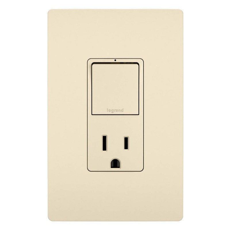 Light Almond Radiant Single-Pole 3-Way Switch with 15A Tamper Resistant Outlet by Legrand Radiant

