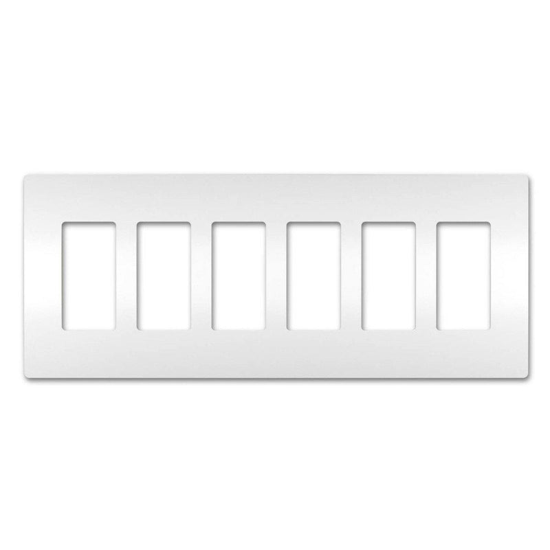 White Radiant Six Gang Screwless Wall Plate by Legrand Radiant