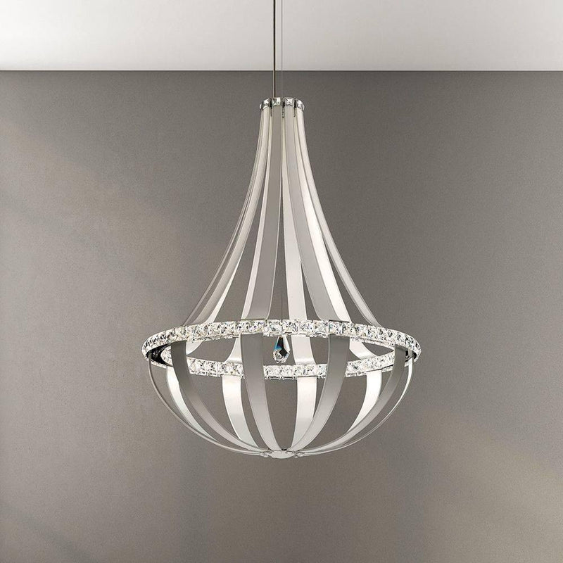 Crystal Empire Chandelier by Schonbek, Finish: Snowshoe, Size: Small,  | Casa Di Luce Lighting