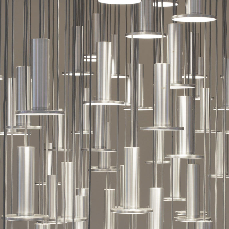Cielo Multilight Chandelier by Pablo, Finish: White, Black, White/Moss/ Copper Cord, Satin Aluminum/Gray Cord, White/Turquoise Cord, White/Tomato/ Copper Cord, Gray, Number of Lights: 3 lights, 5 lights, 7 lights, 13 lights,  | Casa Di Luce Lighting