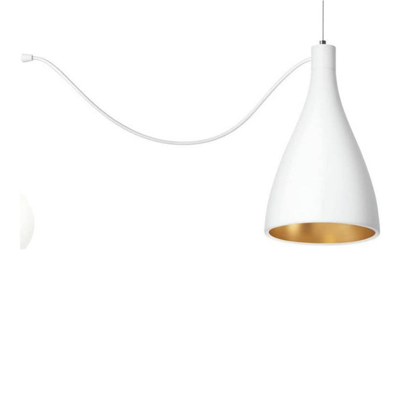 White/Brass Swell Narrow String Pendant Light by Pablo
