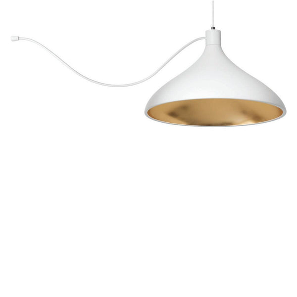 White/Brass Swell Wide String Pendant Light by Pablo