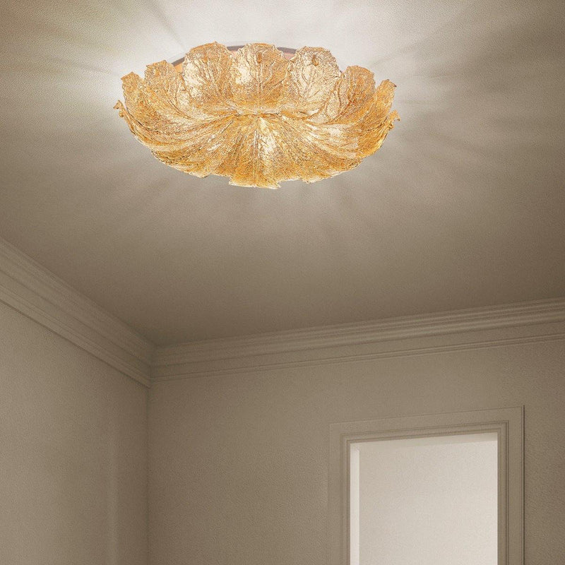 Bembo Ceiling Light by Sylcom, Color: Clear, Amber, Clear Graniglia - Sylcom, Gold, Finish: White, Polish Gold, Number of Lights: 3, 4, 5, 8 | Casa Di Luce Lighting