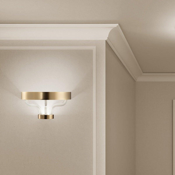 Festa Wall Light by Sylcom, Color: Amethyst, Milk White Clear - Sylcom, Clear, Blue, Smoke - Vistosi, Grey, Ocean - Sylcom, Topaz - Sylcom, Finish: Brushed Chrome, Brushed Gold,  | Casa Di Luce Lighting