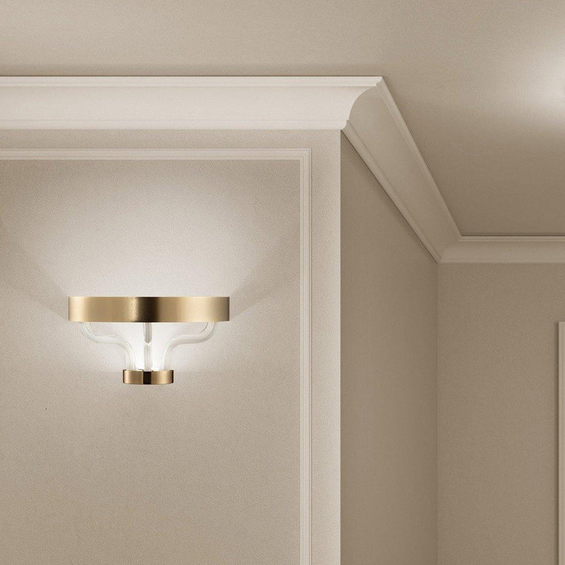 Festa Wall Light by Sylcom, Color: Amethyst, Milk White Clear - Sylcom, Clear, Blue, Smoke - Vistosi, Grey, Ocean - Sylcom, Topaz - Sylcom, Finish: Brushed Chrome, Brushed Gold,  | Casa Di Luce Lighting
