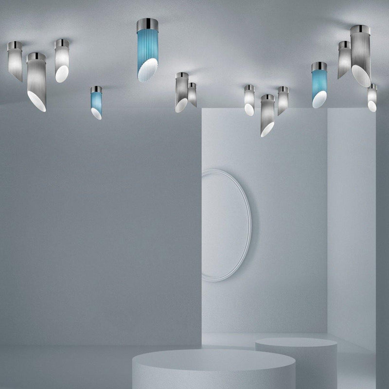 Korinthos Ceiling Light by Sylcom, Color: Milk White Clear - Sylcom, Clear, Blue, Smoke - Vistosi, Grey, Topaz - Sylcom, Milk White Clear and Denim - Sylcom, Milk White Clear and Grey - Sylcom, Size: Small, Large,  | Casa Di Luce Lighting