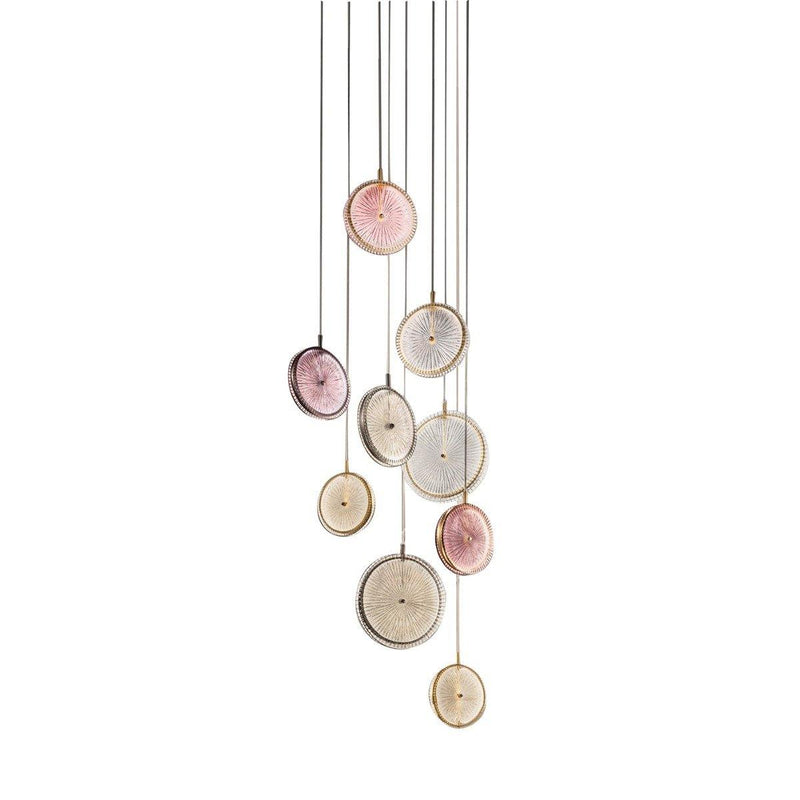 Lulu Pendant by Sylcom, Color: Amethyst, Clear, Blue, Smoke - Vistosi, Ocean - Sylcom, Topaz - Sylcom, Finish: Brushed Black, Brushed Gold, Size: Small, Large | Casa Di Luce Lighting