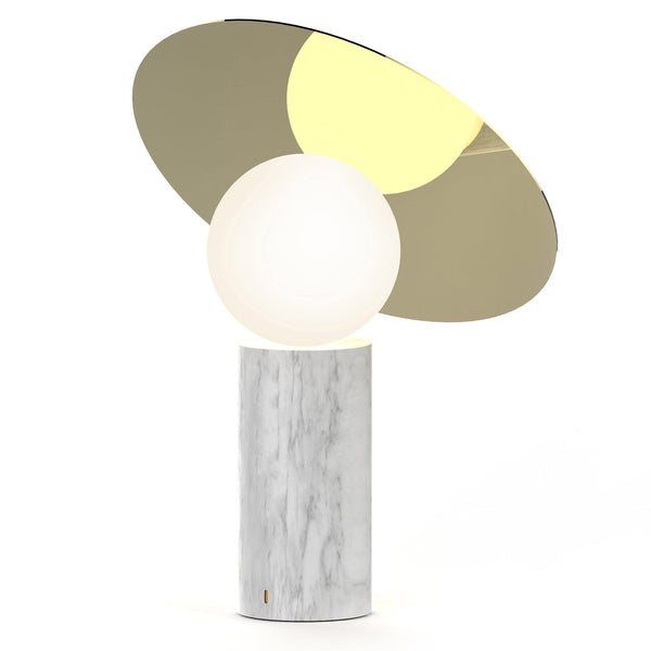 Bola Disc Table Lamp by Pablo, Finish: White/Brass, ,  | Casa Di Luce Lighting