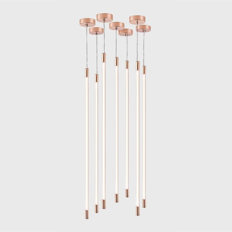 Copper Thin LED Vertical Suspension By Viso