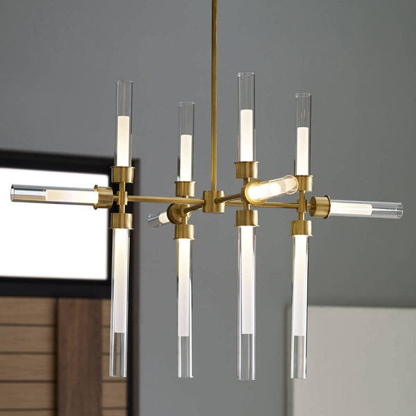 Linger 12-Light Chandelier by Tech Lighting, Finish: Natural Brass, Nickel Polished, ,  | Casa Di Luce Lighting