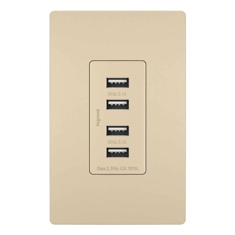 Ivory Radiant Quad USB Charger by Legrand Radiant