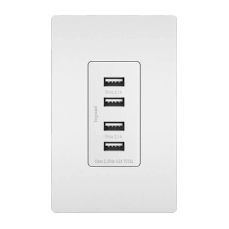 White Radiant Quad USB Charger by Legrand Radiant